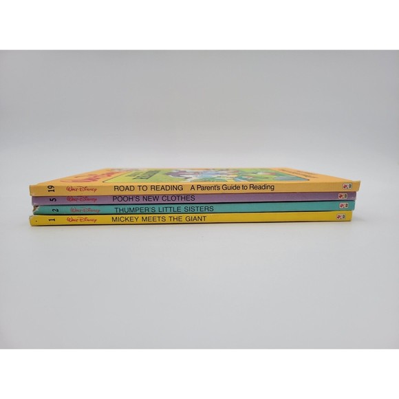 Lot of 4 Vtg Walt Disney Fun-To-Read books #1, 2, 5, 19 Pooh Mickey Thumper Road - Picture 2 of 12
